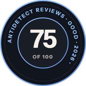Dolphin Anty: 75 of 100 on Antidetect Reviews