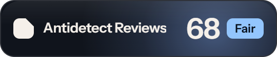 Hidemyacc: 68 of 100 on Antidetect Reviews