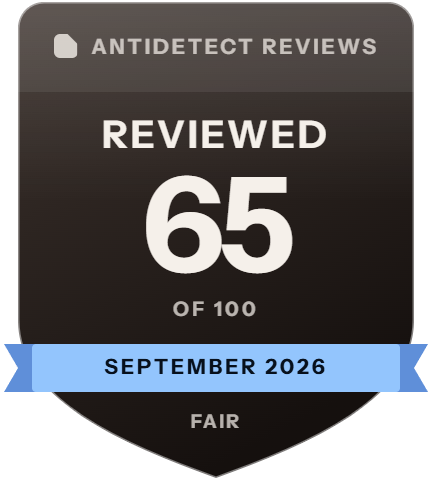 Incogniton: rank 7 of 12, 65 of 100 on Antidetect Reviews