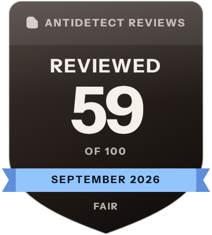 Octo Browser: rank 10 of 12, 59 of 100 on Antidetect Reviews