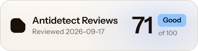 Undetectable: 71 of 100 on Antidetect Reviews
