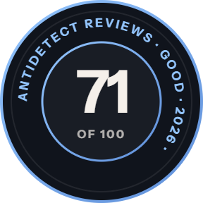 Undetectable: 71 of 100 on Antidetect Reviews