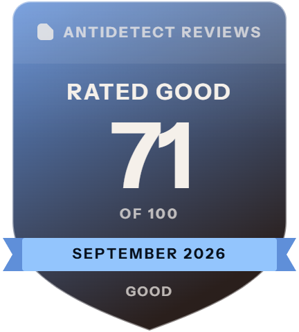 Undetectable: rank 4 of 12, 71 of 100 on Antidetect Reviews